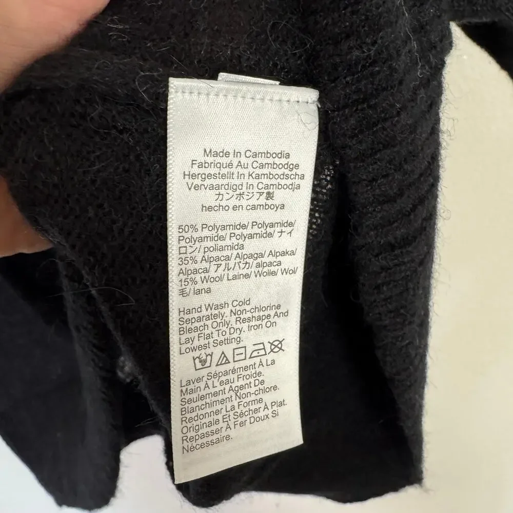 J.Crew Alpaca-Blend Oversized Sweater T-Shirt SZ S Black Short Sleeve Crew Neck